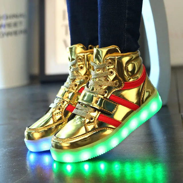 2017 Fashion LED luminous for kids children casual shoes glowing usb charging boys & girls sneaker with 7 colors light up new