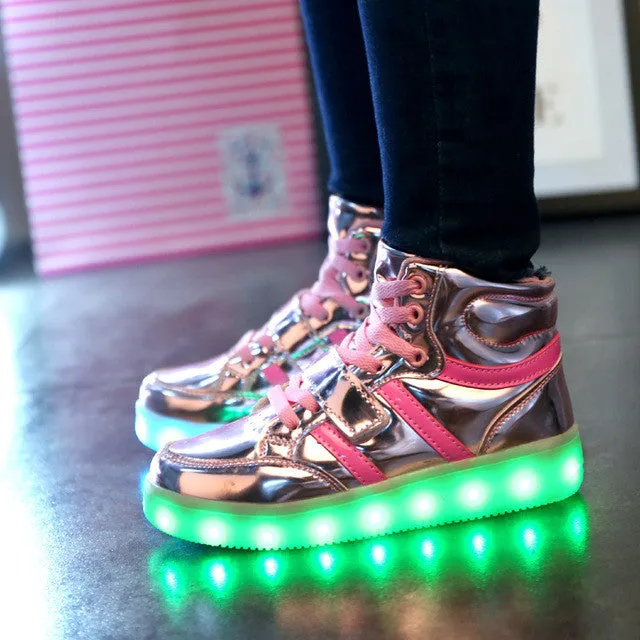 2017 Fashion LED luminous for kids children casual shoes glowing usb charging boys & girls sneaker with 7 colors light up new