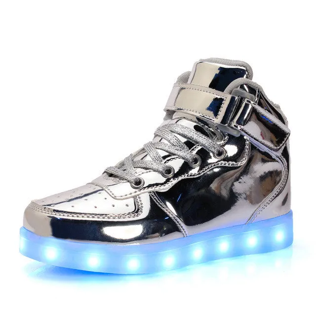 2017 Fashion LED luminous for kids children casual shoes glowing usb charging boys & girls sneaker with 7 colors light up new