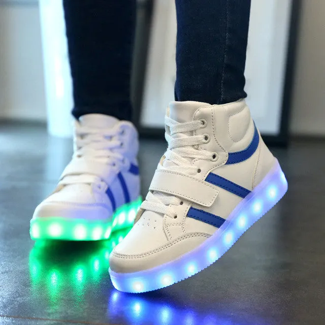 2017 Fashion LED luminous for kids children casual shoes glowing usb charging boys & girls sneaker with 7 colors light up new