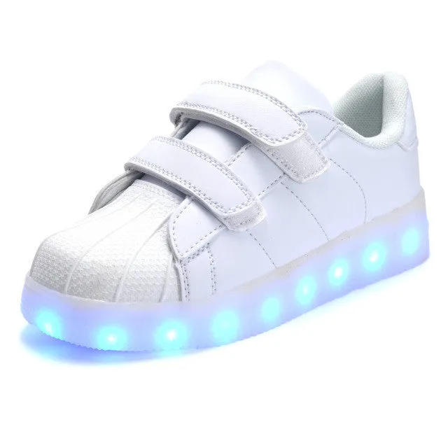 2017 Hot New Spring autumn Kids Sneakers Fashion Luminous Lighted Colorful LED lights Children Shoes Casual Flat Boy girl Shoes