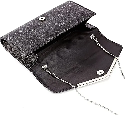 Alifyt Women Glitter Envelope Clutch Bag Wedding Evening Handbag Chain Shoulder Bag