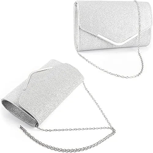 Alifyt Women Glitter Envelope Clutch Bag Wedding Evening Handbag Chain Shoulder Bag