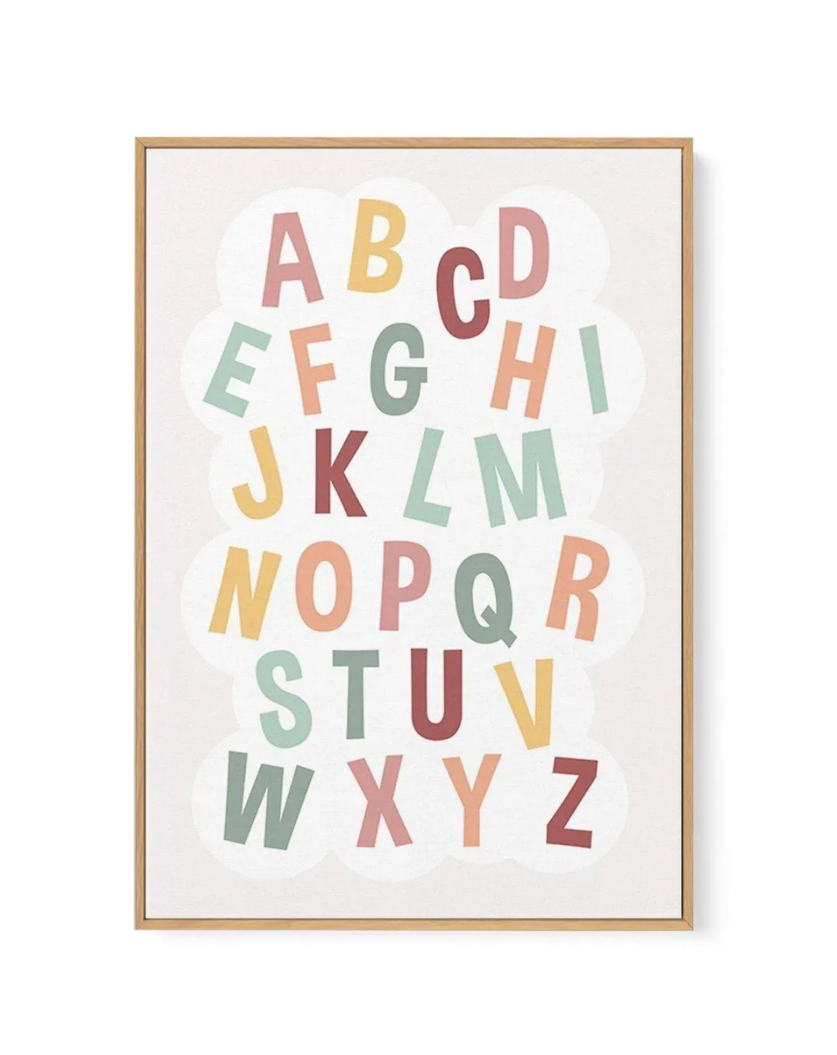 Alphabet Cloud | Soft Pop | Framed Canvas Art Print