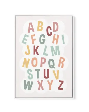 Alphabet Cloud | Soft Pop | Framed Canvas Art Print