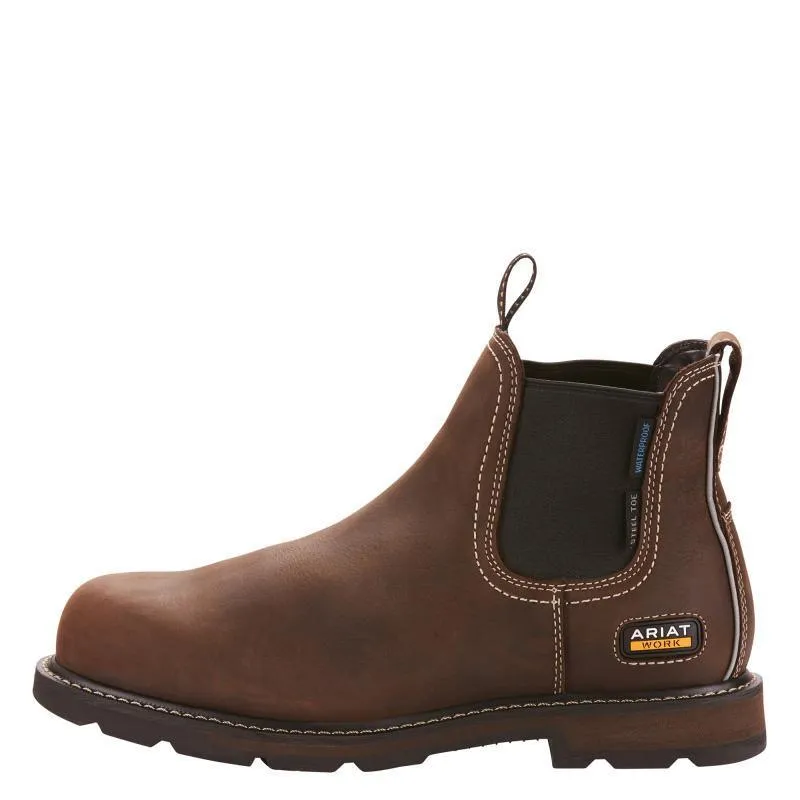 Ariat Groundbreaker H2O Waterproof Mens Steel Toe Chelsea Boot - Dark Brown