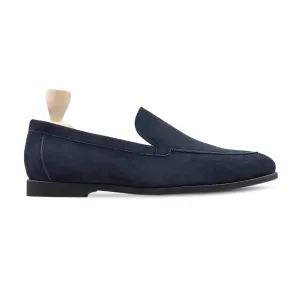 Ashli - Men's Navy Blue Kid Suede Loafer