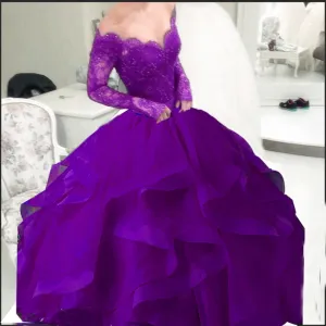 Ball Gown Floor-length Grape Prom Dresses Bridal Gown    cg21749