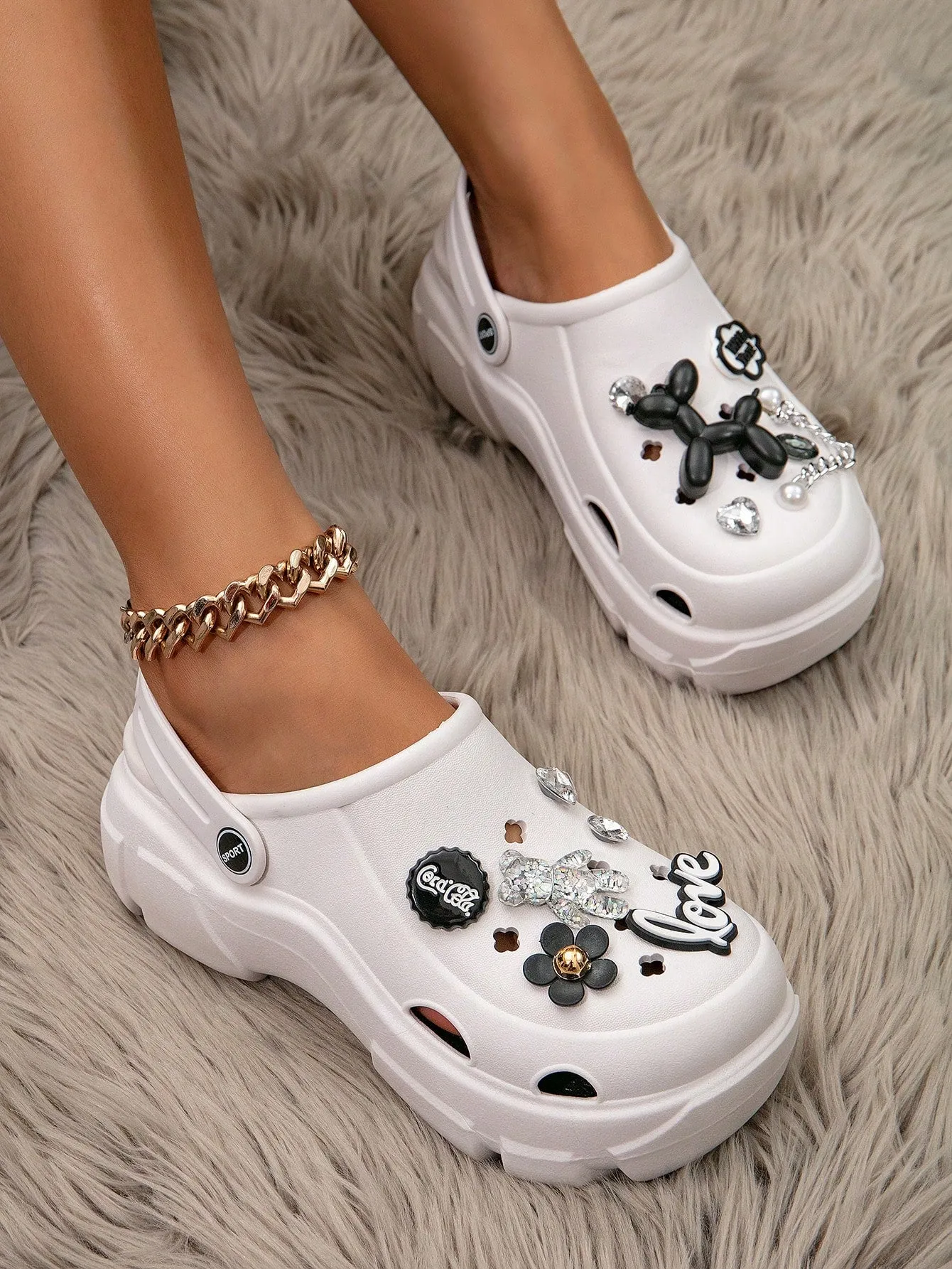 Bear Cartoon Thick Soled Hollow Out Sandals for Women