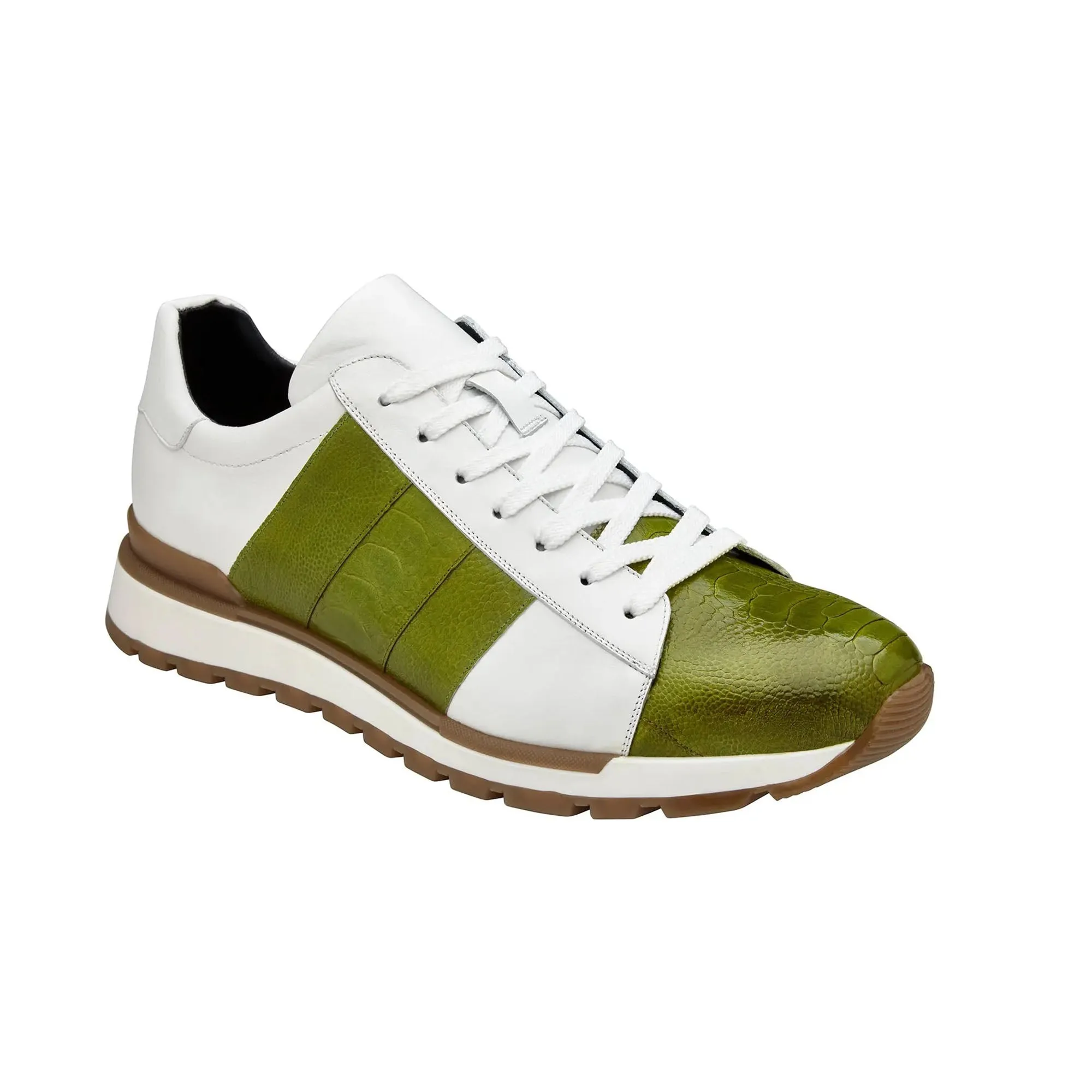 Belvedere Blake in Lime / White Color Block Exotic Skin Sneakers