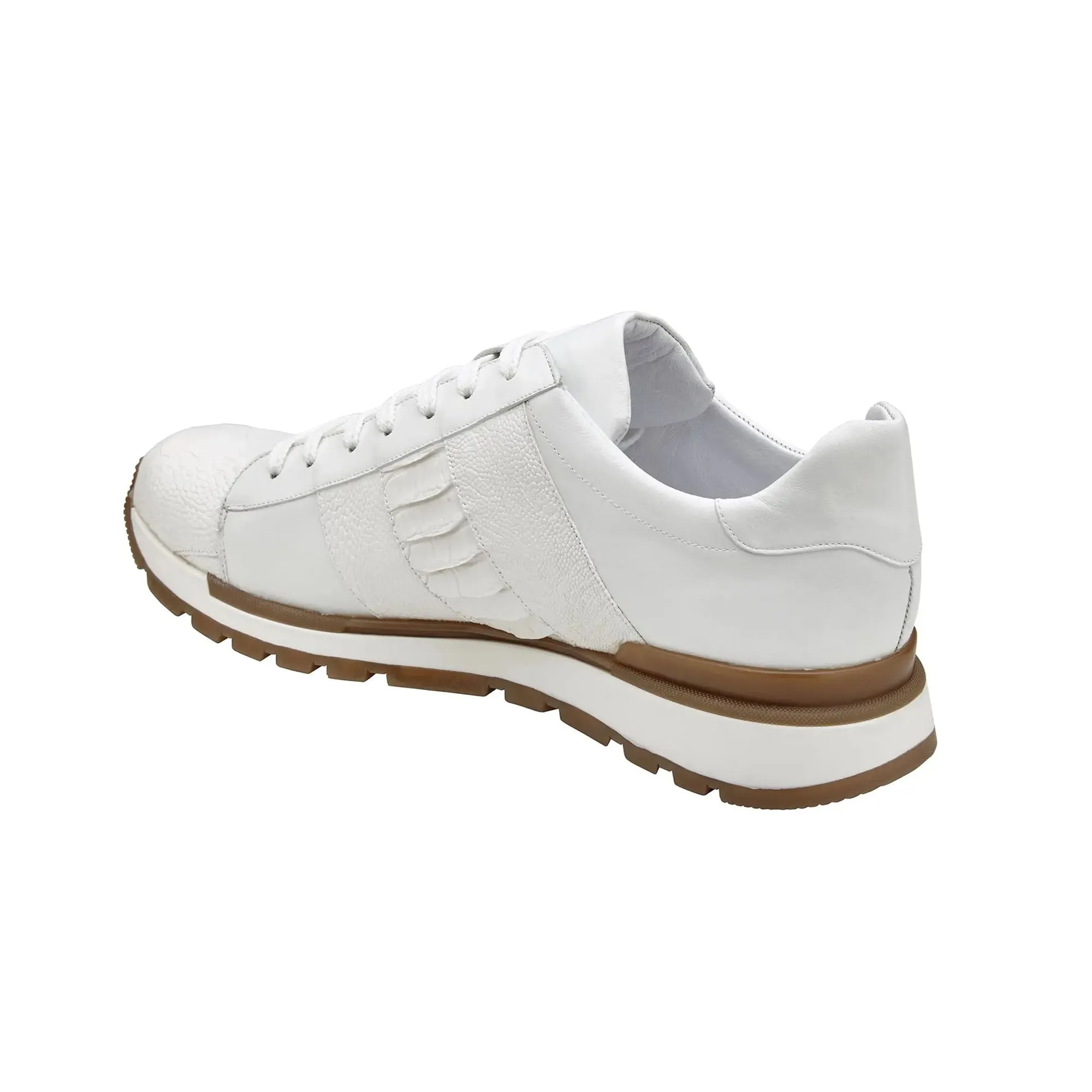 Belvedere Blake in White Color Block Exotic Skin Sneakers