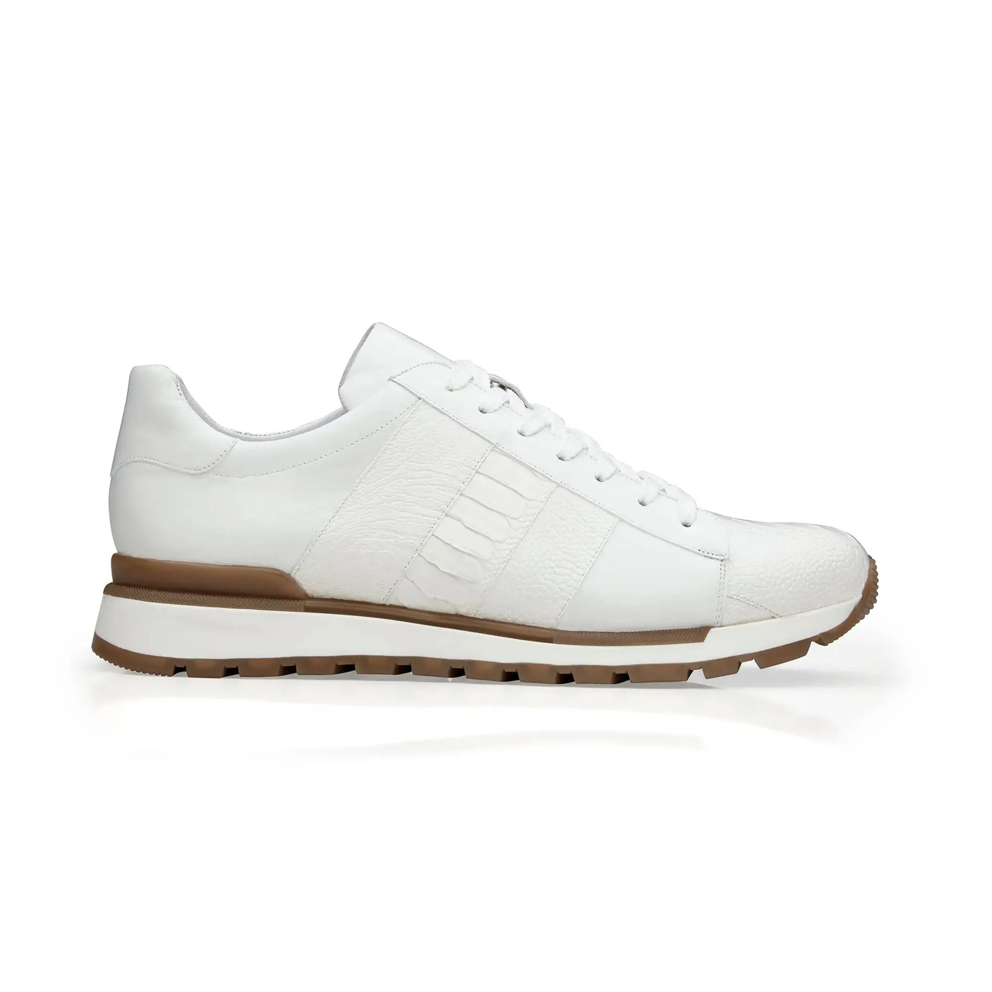 Belvedere Blake in White Color Block Exotic Skin Sneakers