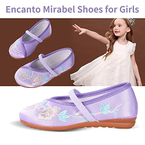 BESSIVIC Encanto Mirabel Shoes for Girls Costume Dress up Mary Jane Ballet Cosplay Flat Shoes White US 6