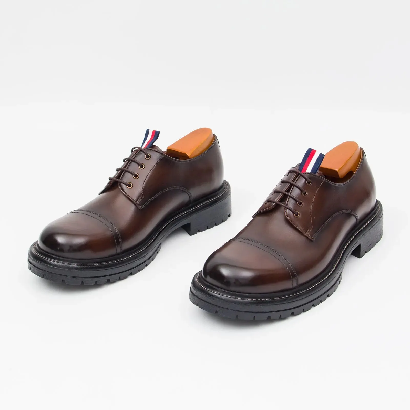 Big Cap Toe Derby shoes Brwon