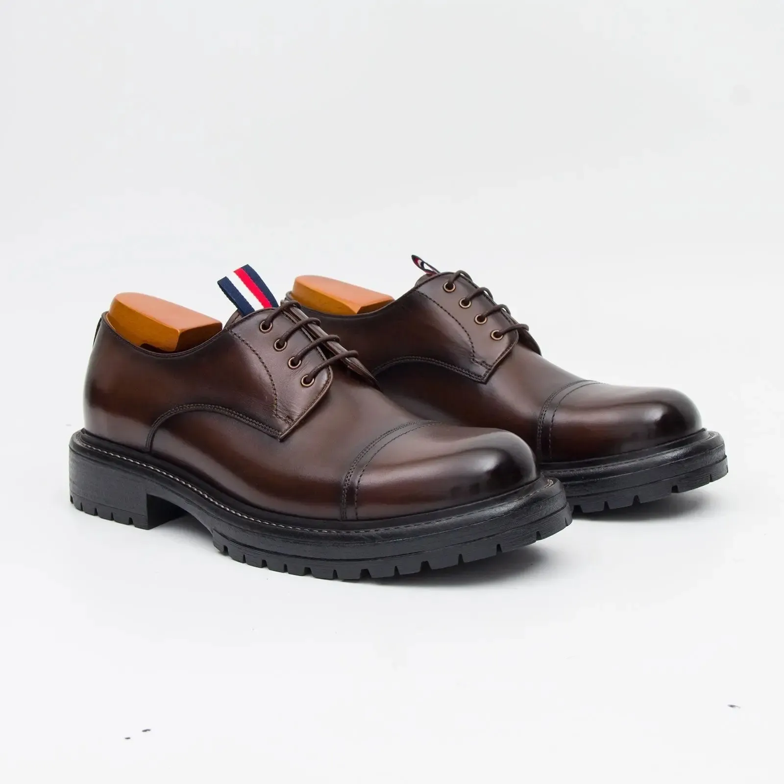 Big Cap Toe Derby shoes Brwon