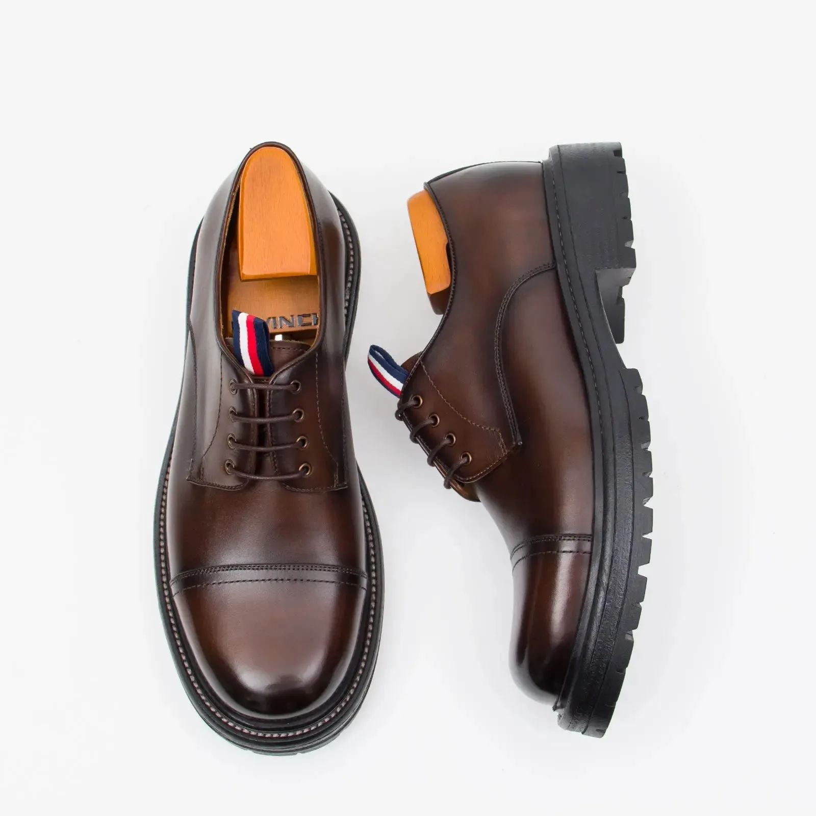 Big Cap Toe Derby shoes Brwon