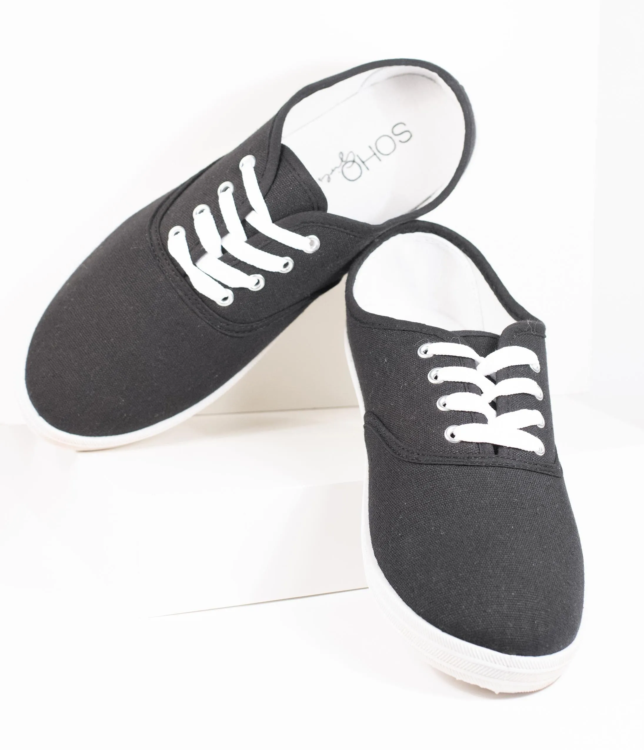 Black Canvas Ladies Sneakers