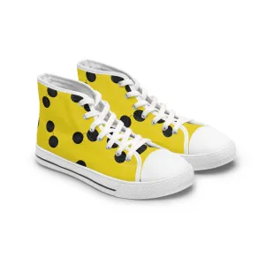 Black Sunglasses on Yellow Background Women's High Top Sneakers