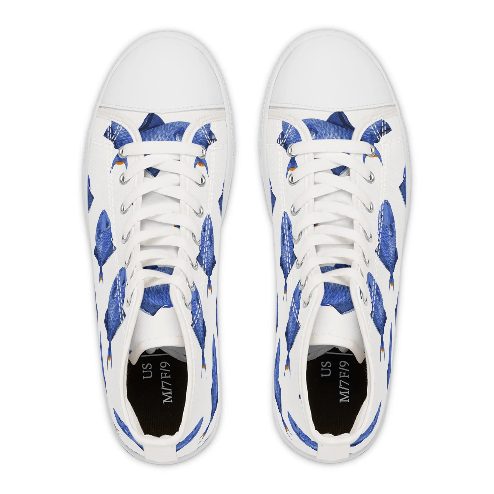 Blue Watercolor Angelfish Women's High Top Sneakers