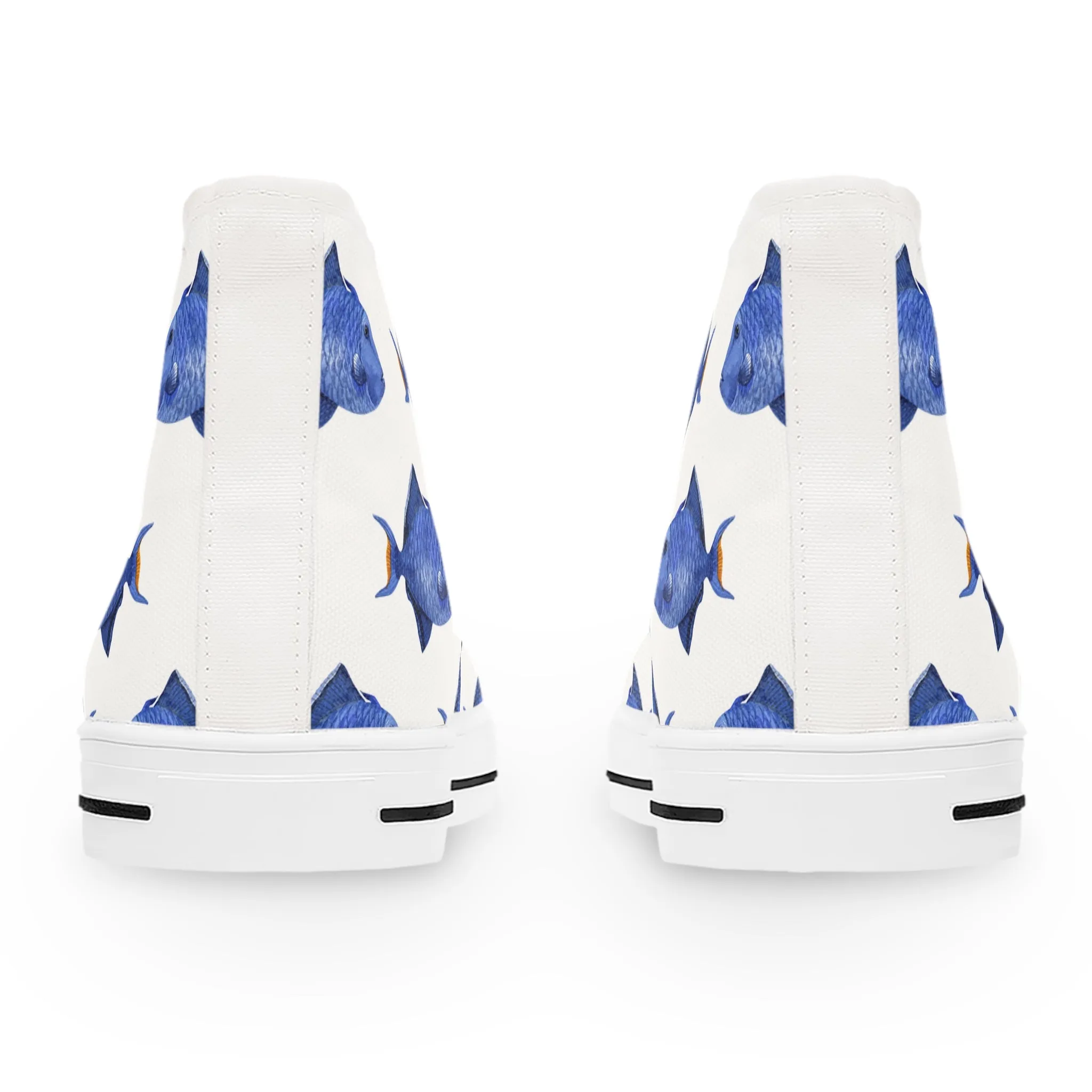 Blue Watercolor Angelfish Women's High Top Sneakers