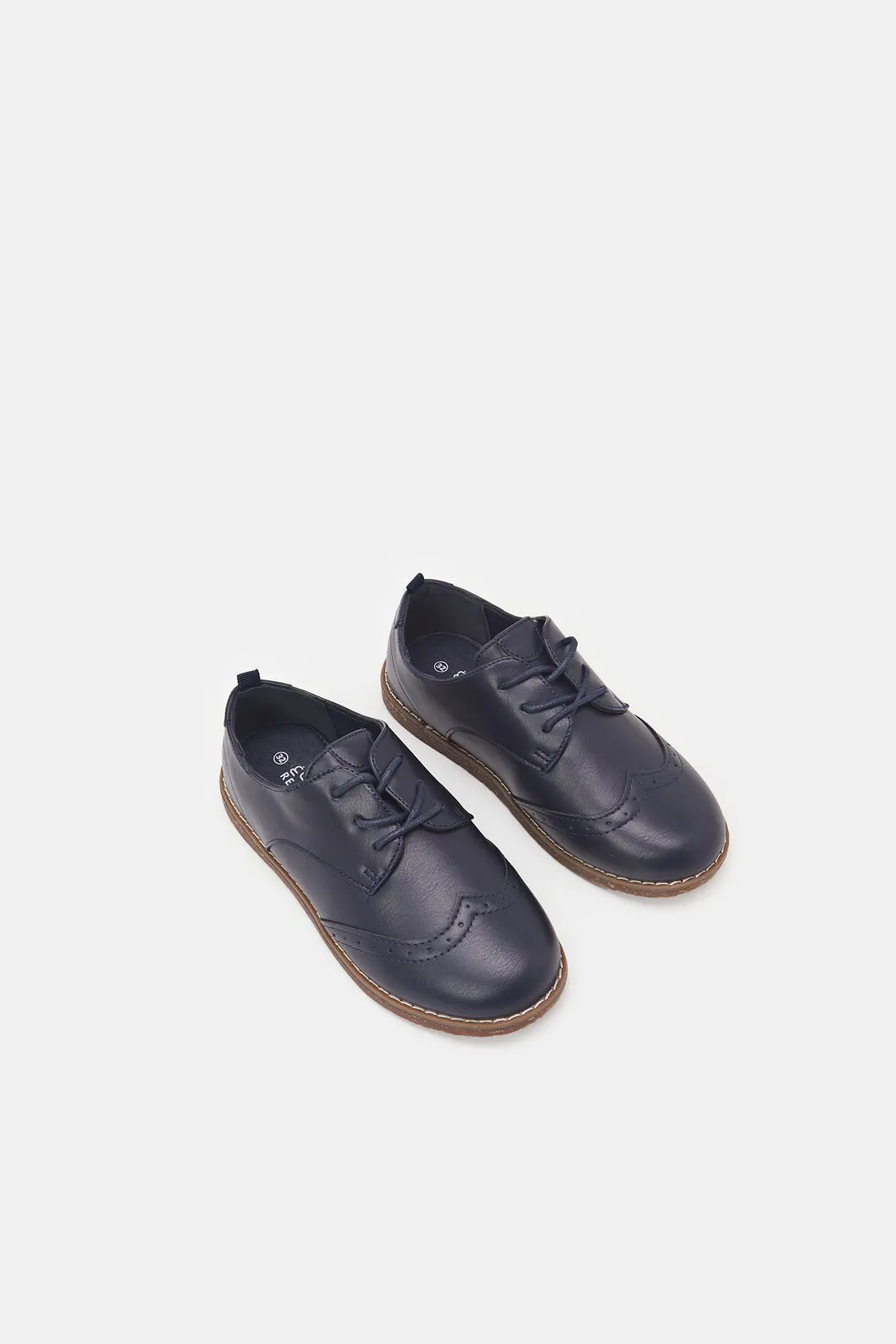 Boys Navy Lace Up Brogues