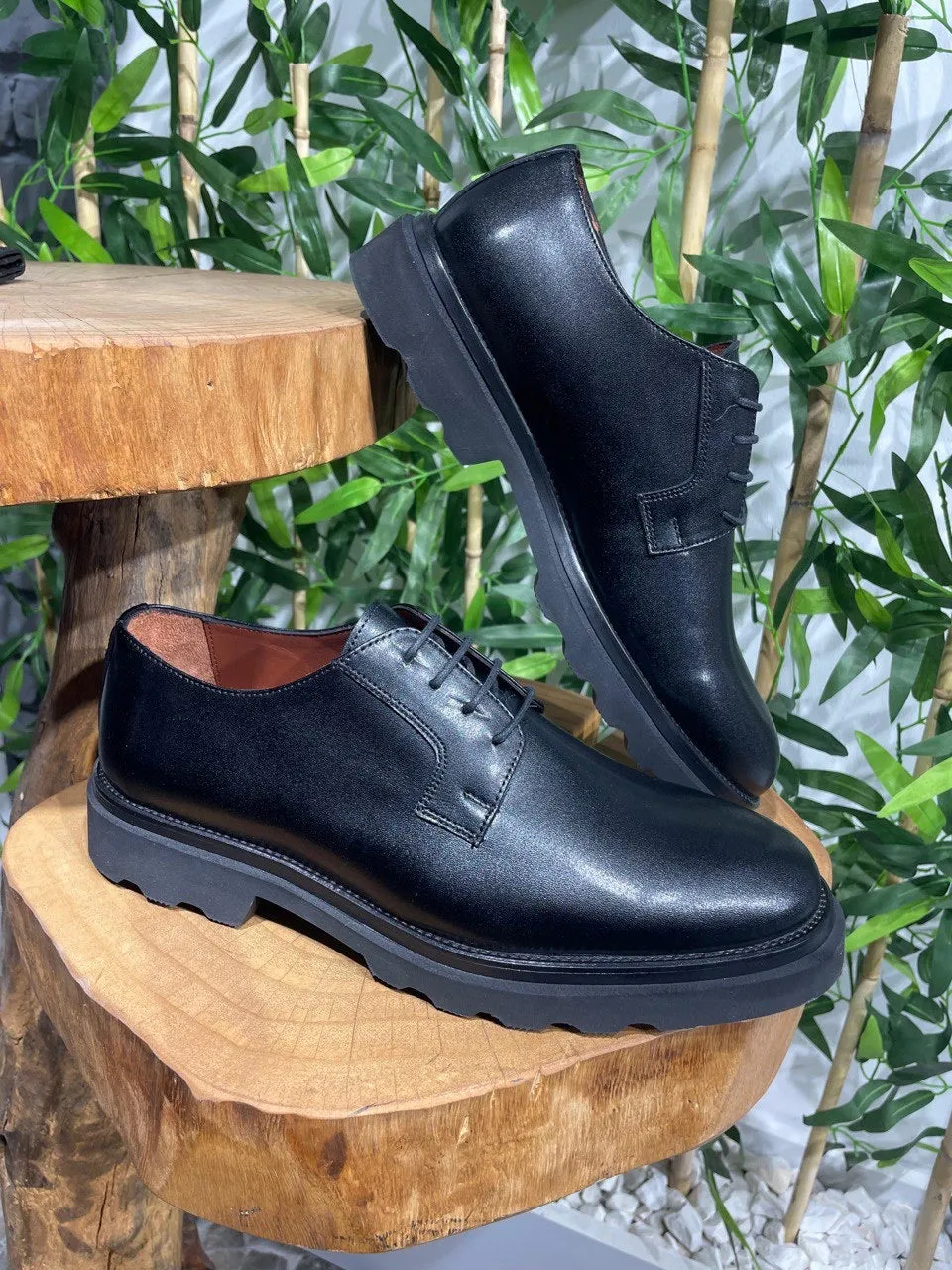 Brabion Belton Black Leather Shoes