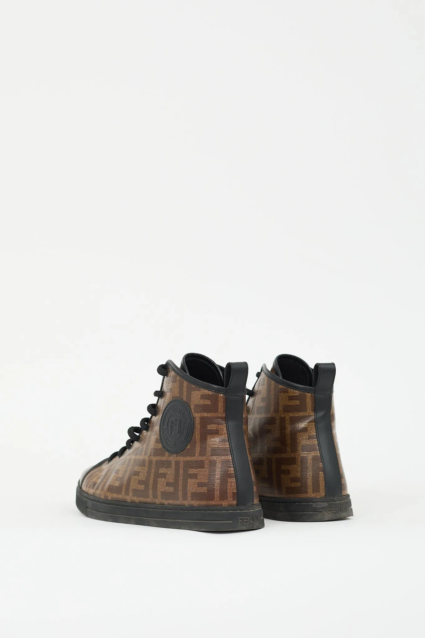 Brown Coated Canvas FF Zucca High Top Sneaker