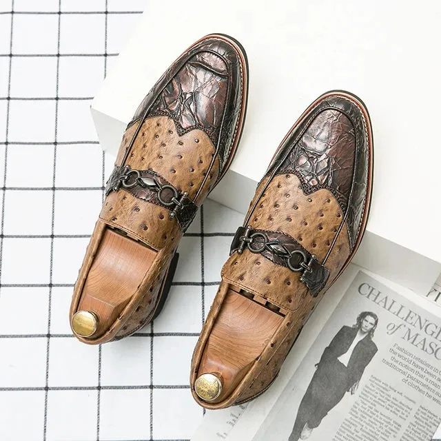 Brown Slip-On Metal Appliques Shoes