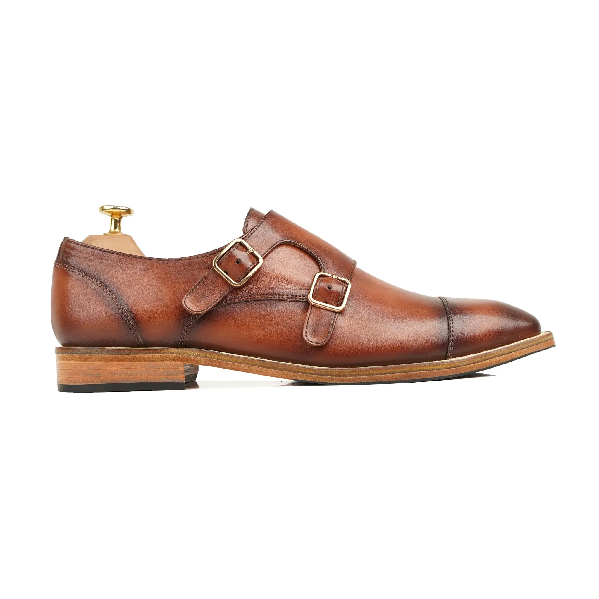 Canon - Men's Burnished Brown Calf Leather Double Monkstrap