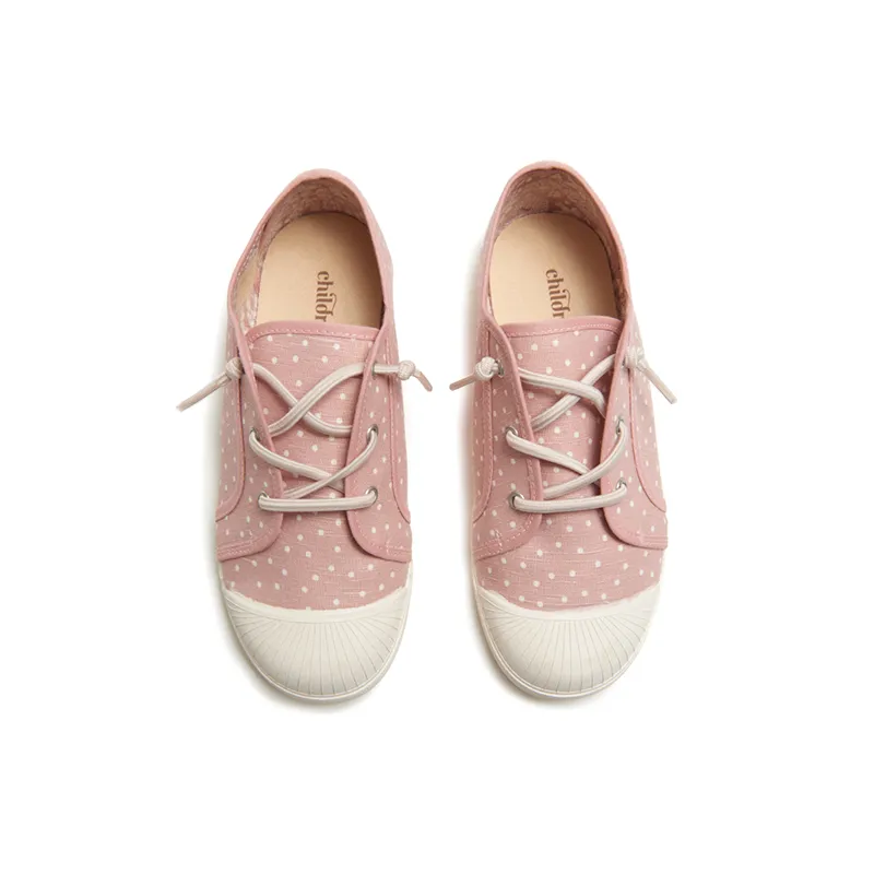 Canvas Elastic Sneaker in Pink Dots by childrenchic