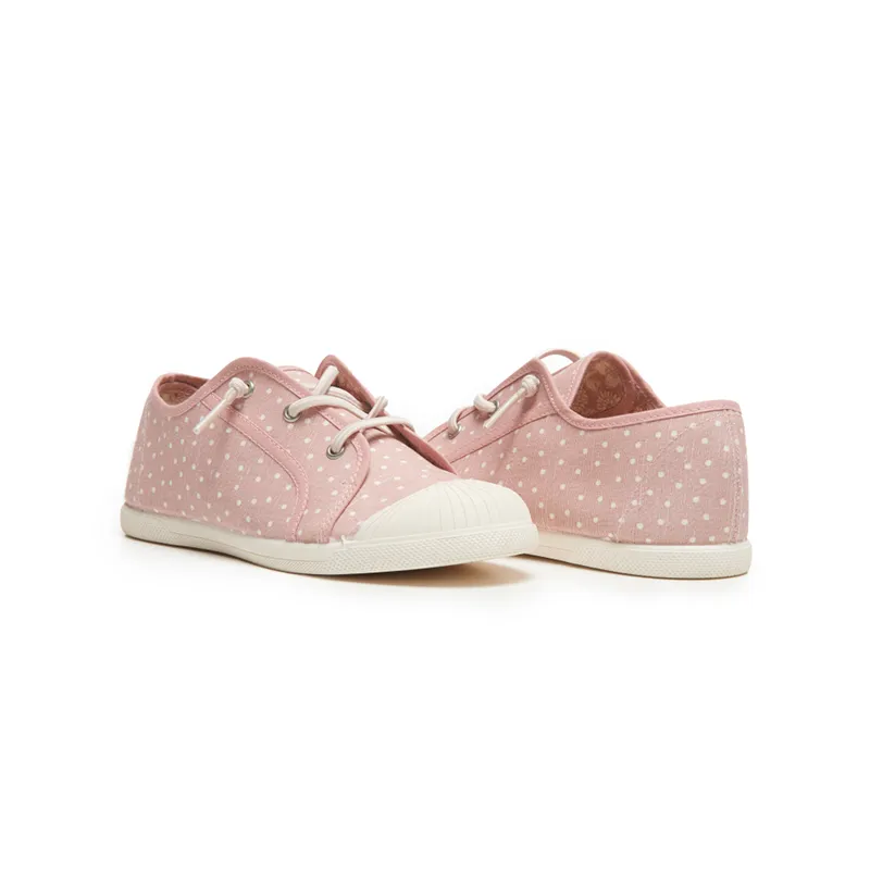 Canvas Elastic Sneaker in Pink Dots by childrenchic