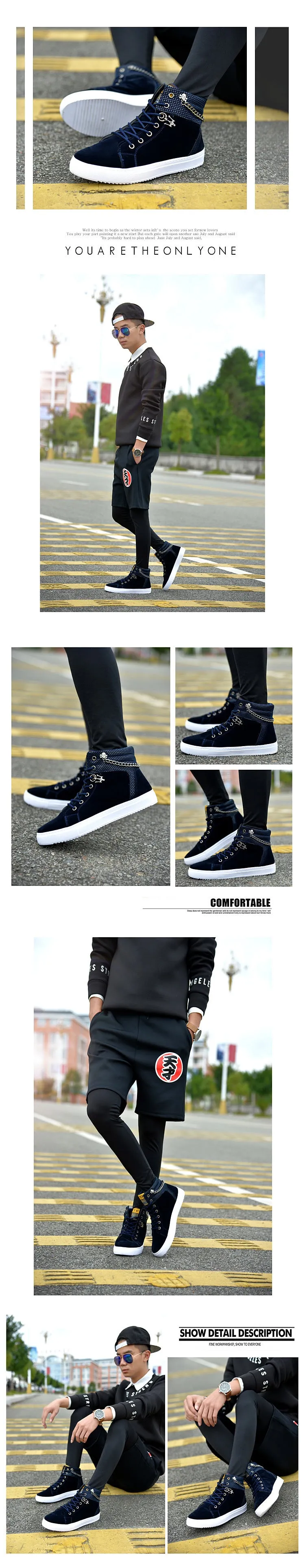 Chain canvas shoes high-top casual Shoes sneakers