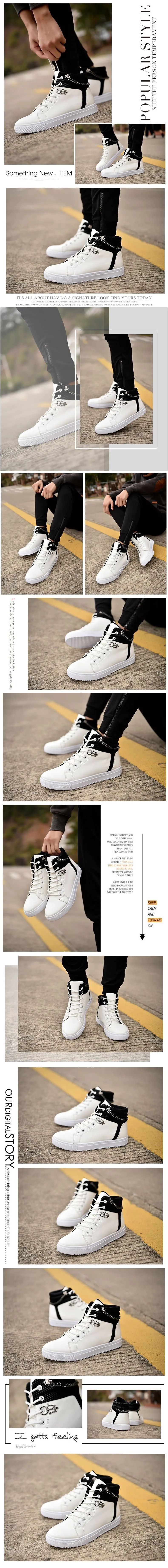 Chain canvas shoes high-top casual Shoes sneakers