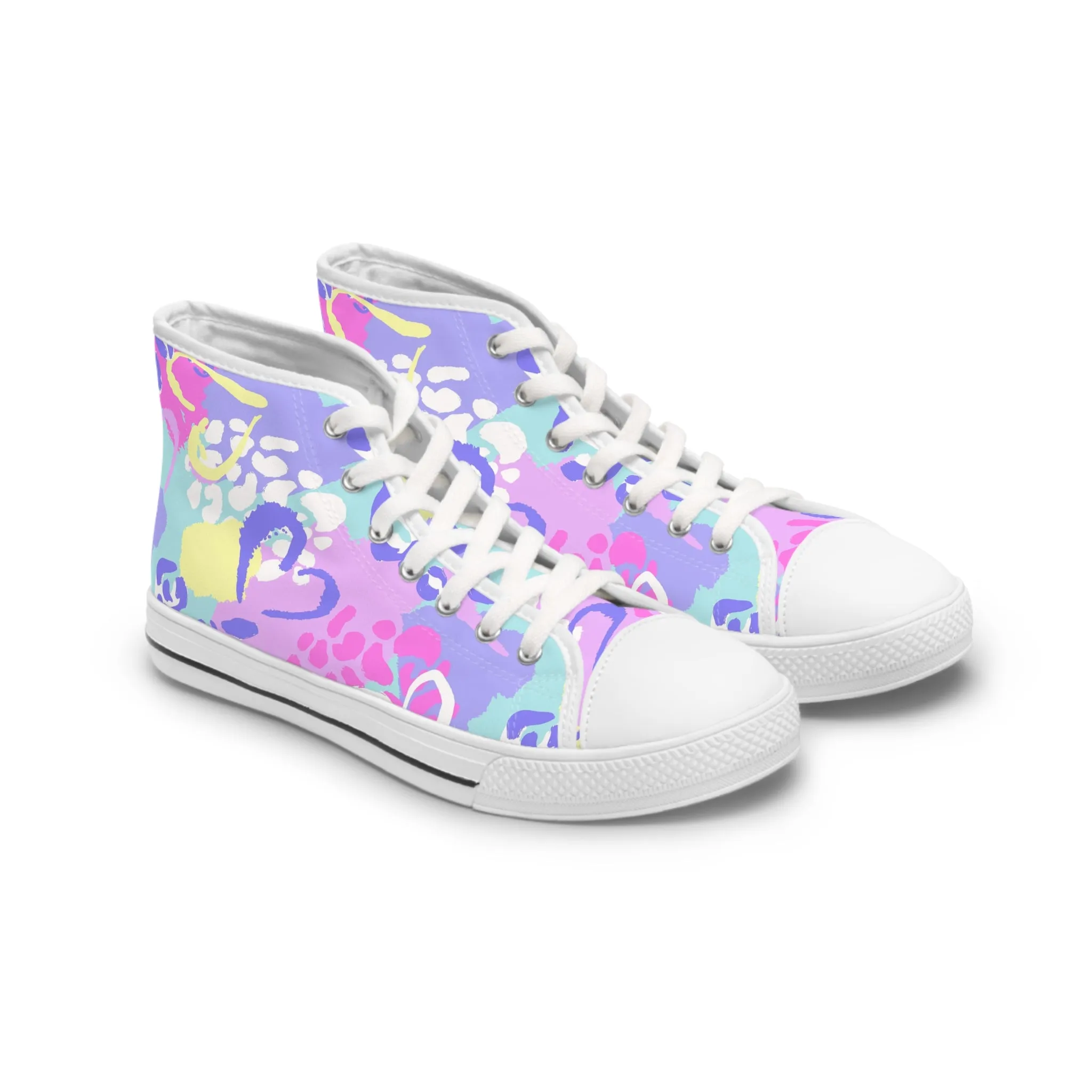 Chaotic Colorful Leopard Print Women's High Top Sneakers