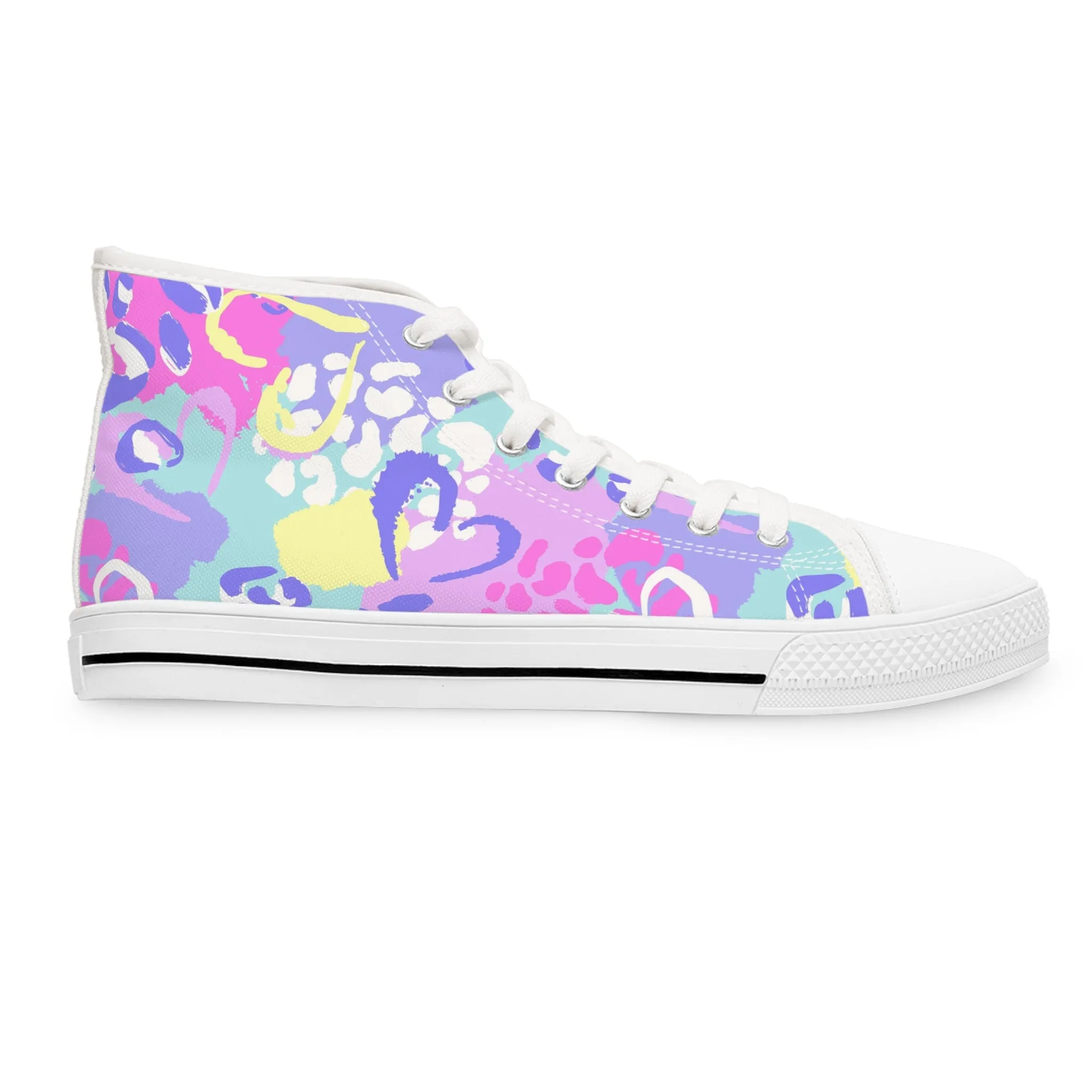 Chaotic Colorful Leopard Print Women's High Top Sneakers