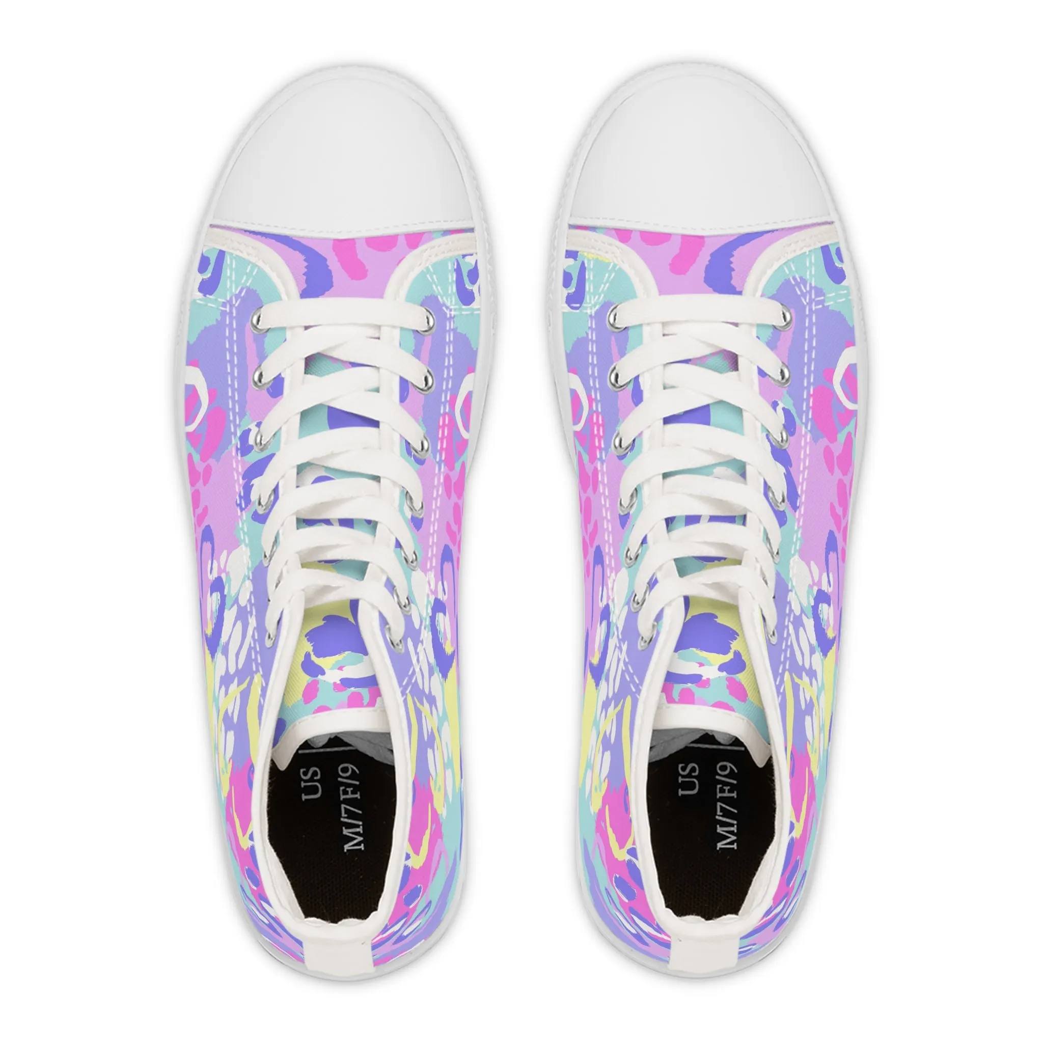 Chaotic Colorful Leopard Print Women's High Top Sneakers