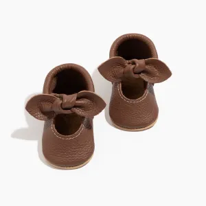 Chestnut Knotted Bow Baby Shoe