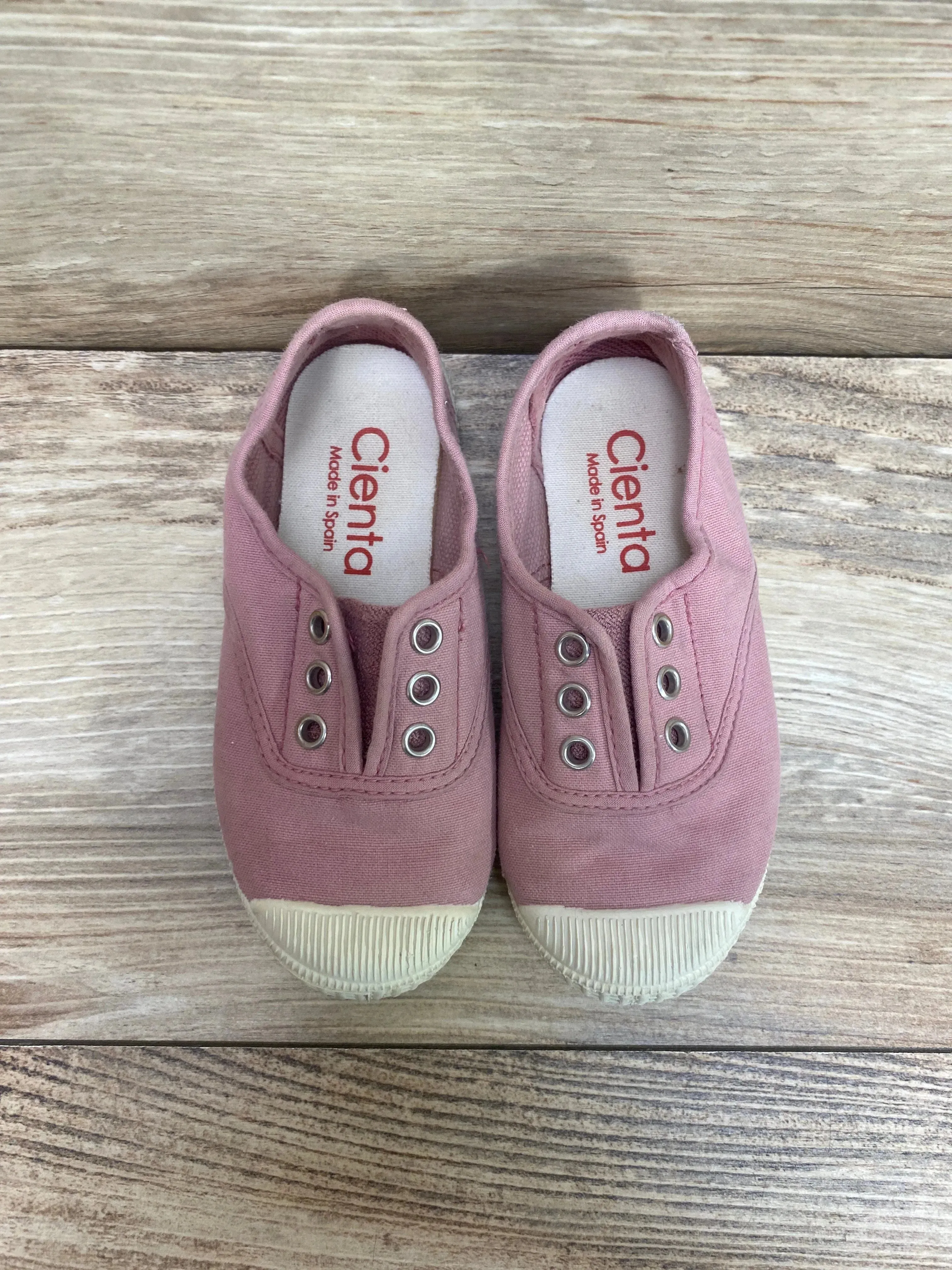 Cienta Distressed Canvas Slip On Sneakers Pink sz 9c