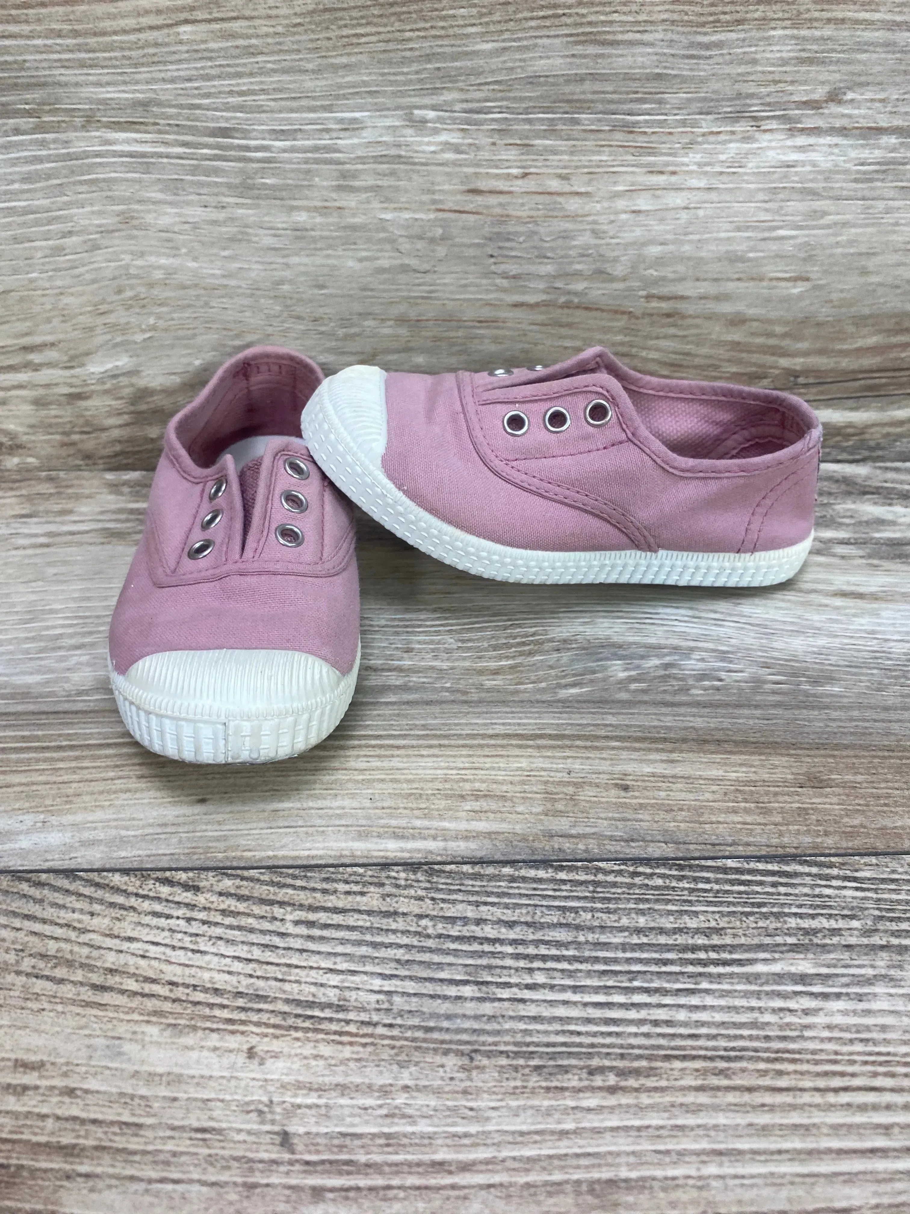 Cienta Distressed Canvas Slip On Sneakers Pink sz 9c