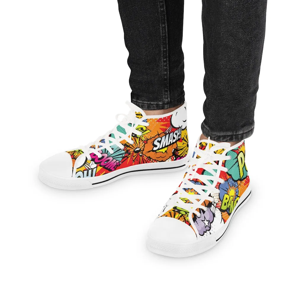 Comic book style Men's High Top Sneakers