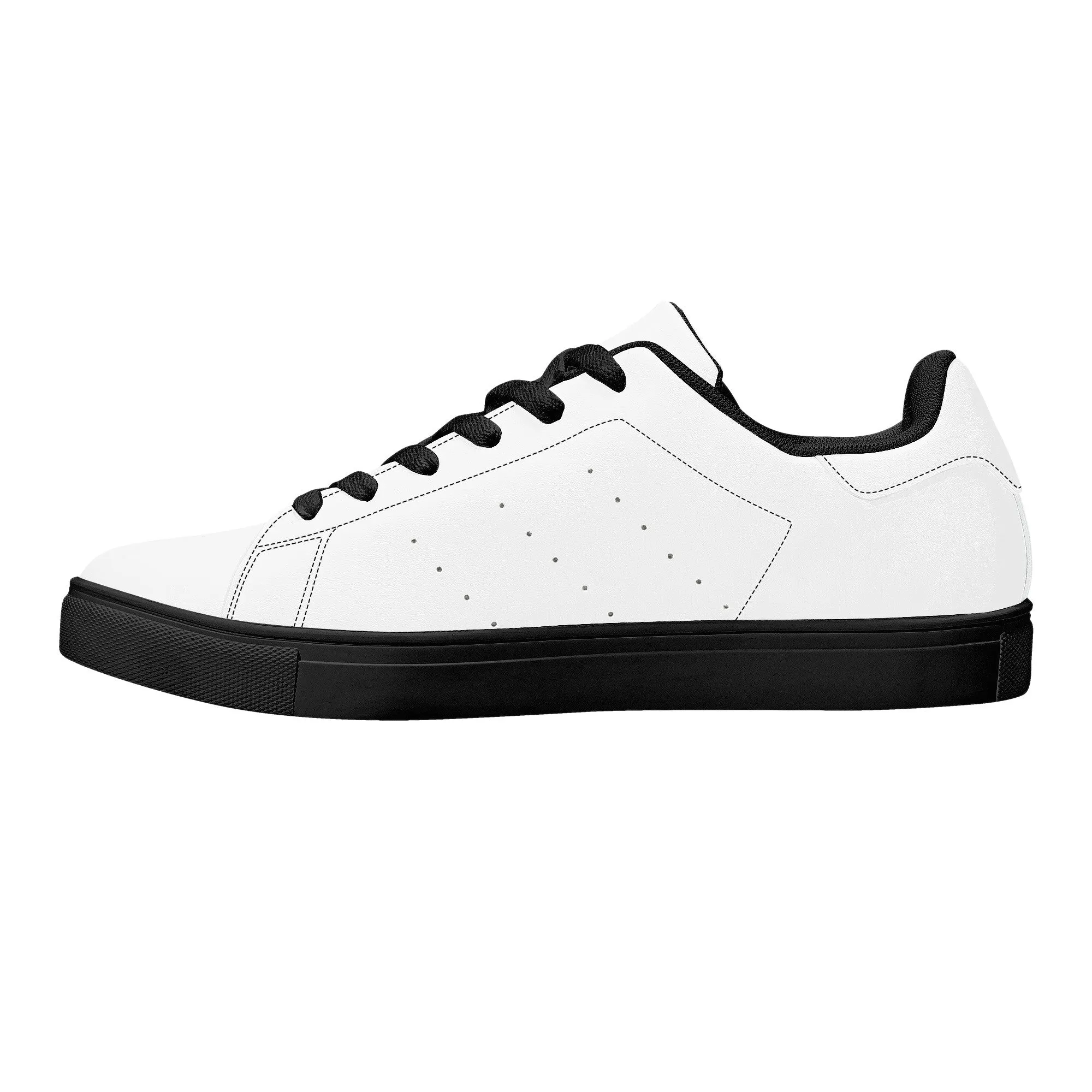 Create Your Own - Low Top Synthetic Leather Sneakers - Black