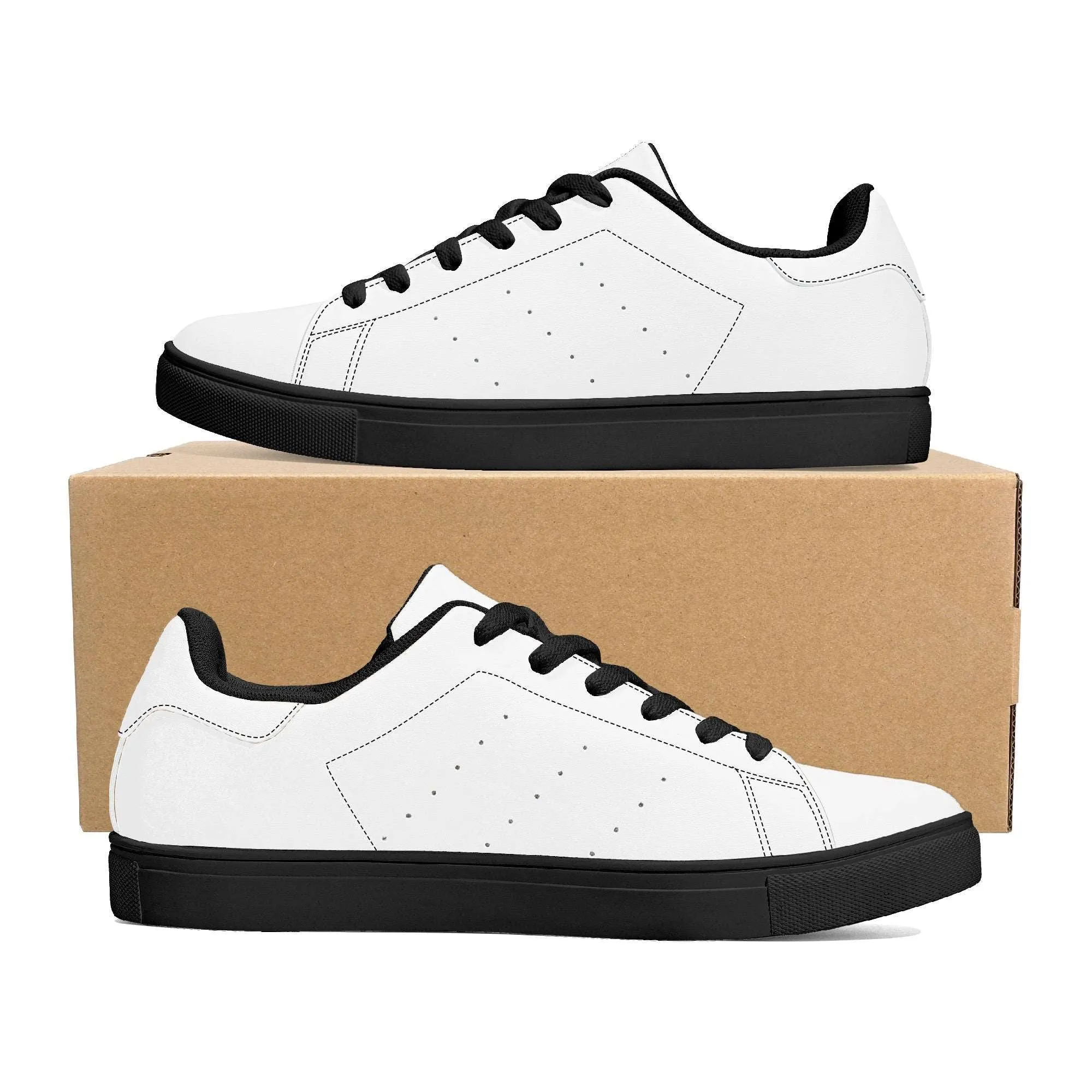 Create Your Own - Low Top Synthetic Leather Sneakers - Black