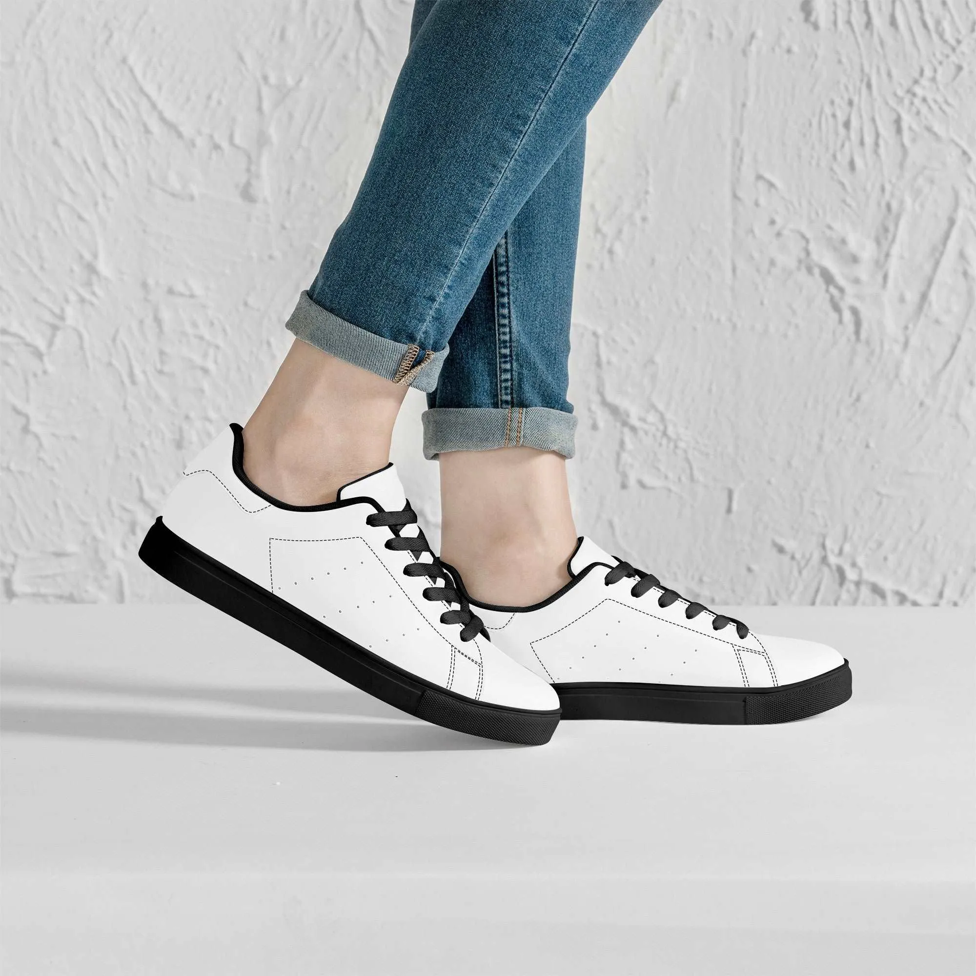 Create Your Own - Low Top Synthetic Leather Sneakers - Black