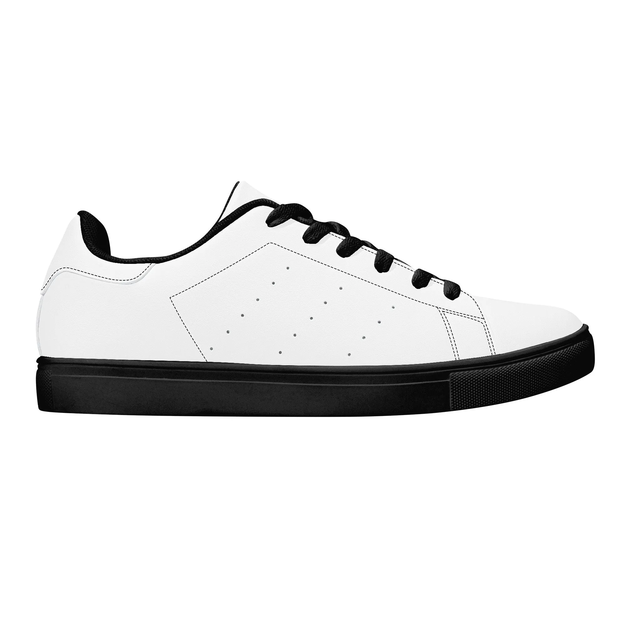 Create Your Own - Low Top Synthetic Leather Sneakers - Black