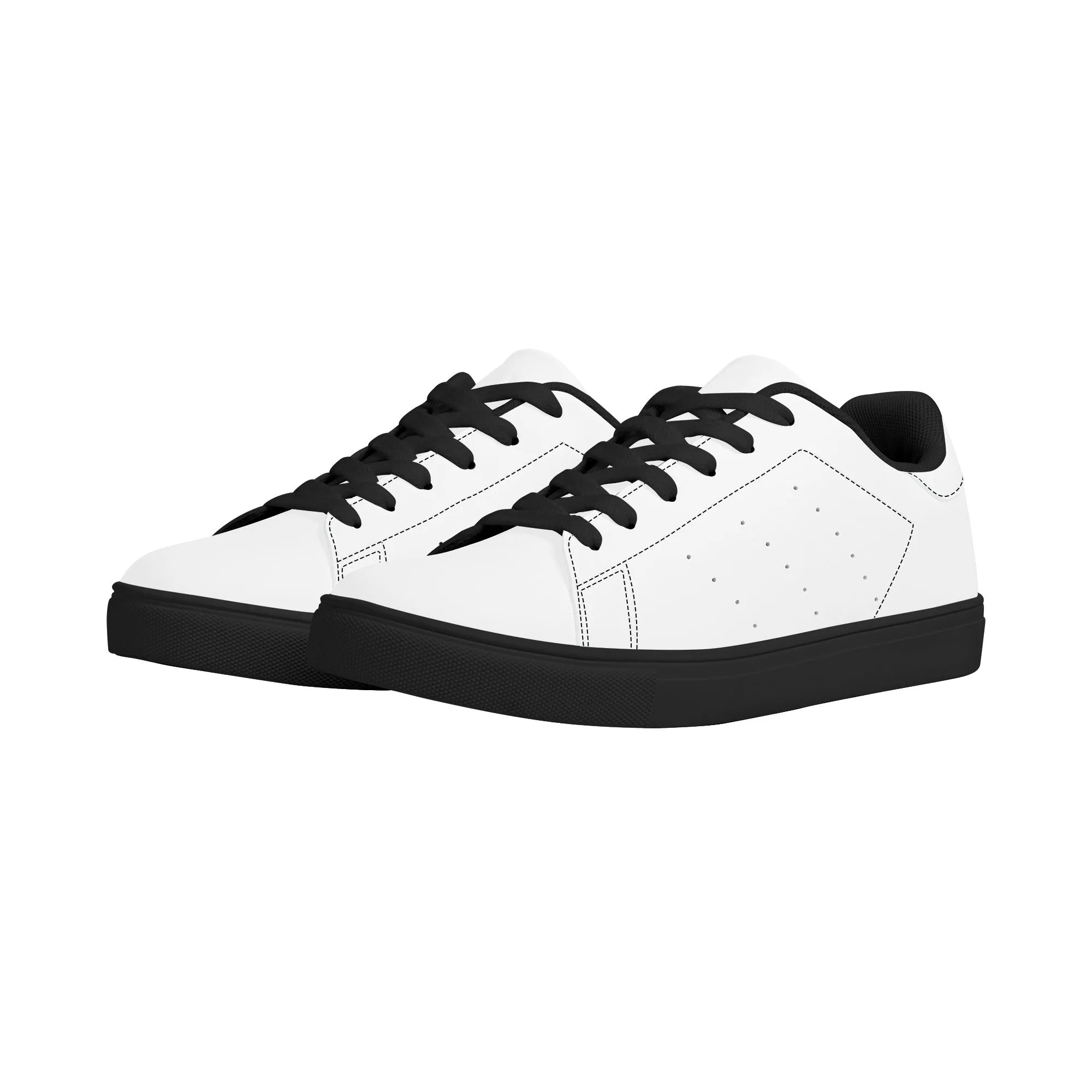 Create Your Own - Low Top Synthetic Leather Sneakers - Black