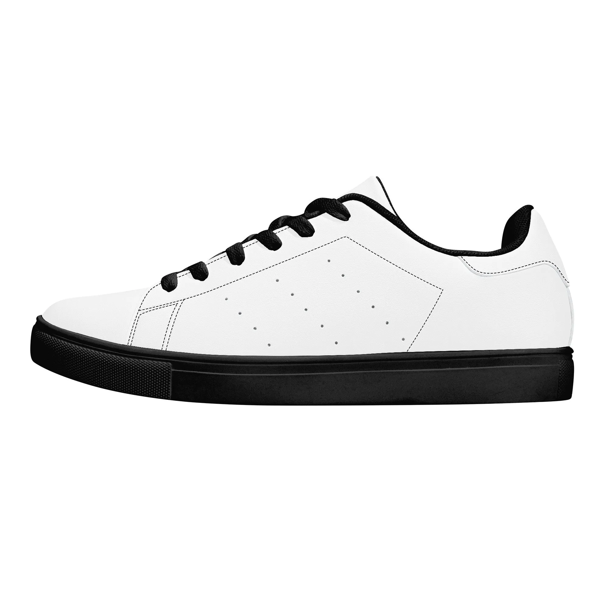 Create Your Own - Low Top Synthetic Leather Sneakers - Black