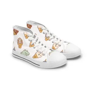 Cute Animal Ice Cream Women's High Top Sneakers