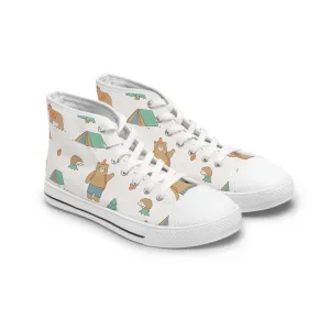 Cute Bear Hedgehog and Tent Women's High Top Sneakers