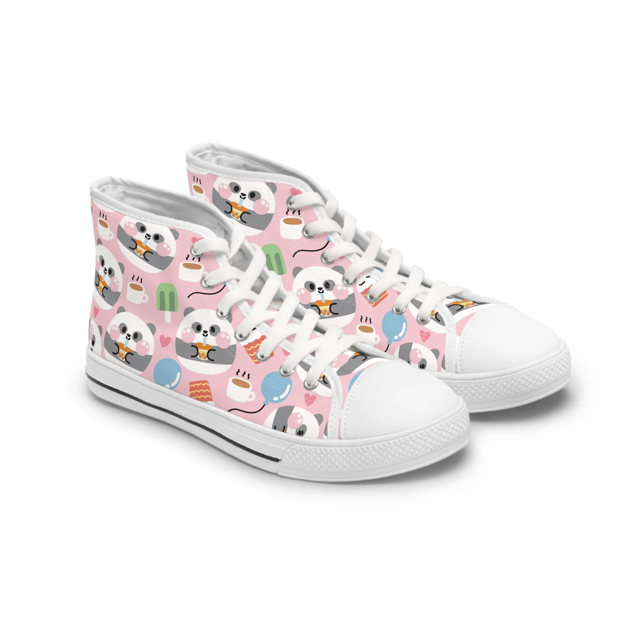 Cute Panda Candy Women's High Top Sneakers