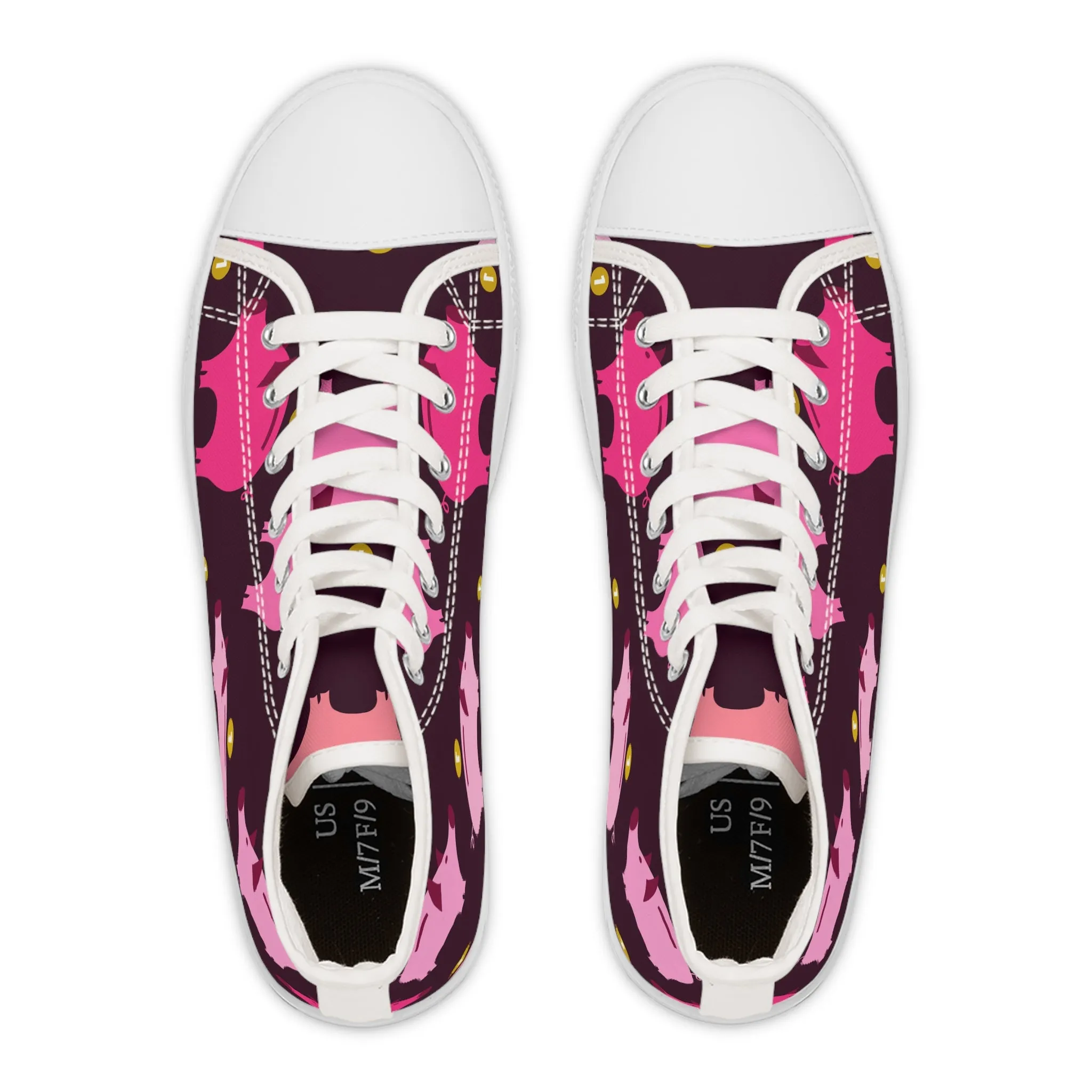 Cute Pink Piggy Bank Women's High Top Sneakers